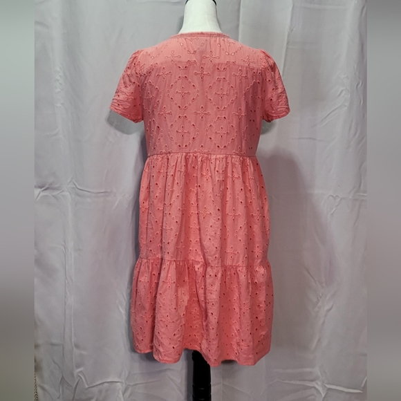 Knox Rose Women's Salmon Pink Eyelet Babydoll Mini Dress Size Medium - Picture 9 of 11